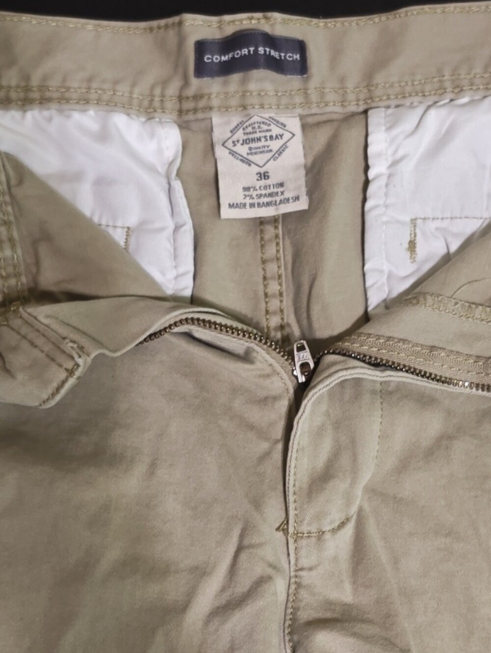 St. John's Bay Men's Light Khaki Flat-Front Stretch Shorts